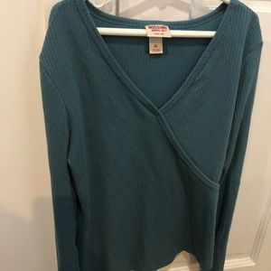Blue Ribbed Long-Sleeve